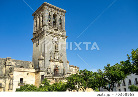 Bell tower of Santa Maria de la Asuncion church in Arcos de la Frontera, Spain Bell tower of Santa Maria de la Asuncion church in Arcos de la Frontera, Spain 70368968
