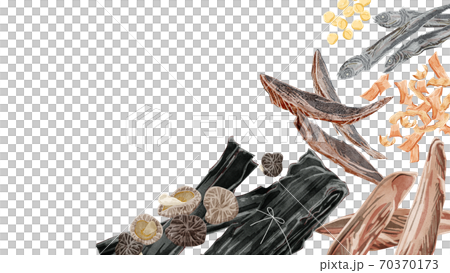 Japanese-style soup stock frame, watercolor-style hand-drawn illustration 70370173