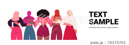 mix race girls standing together female empowerment movement women power concept 70370763