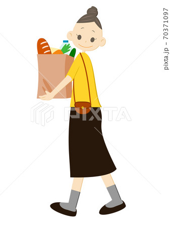 買い物袋を持つ女性のイラスト素材