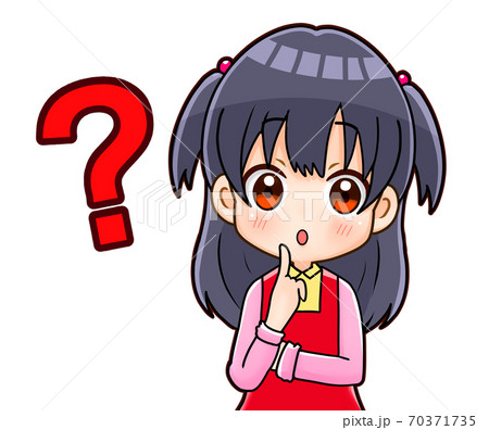 考え中の女の子のイラスト素材