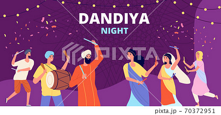 Garba dandiya night banner. Gujarat folk disco,... - Stock Illustration  [70372951] - PIXTA