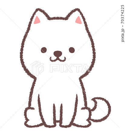 おすわりをする白柴犬のイラスト素材