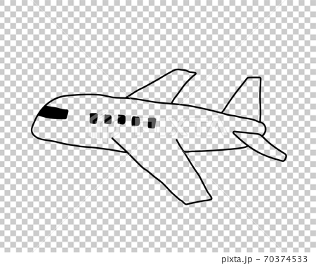 飛行機の手描きのイラスト シンプル かわいい 落書き 航空機 交通 ジェット機 旅客機のイラスト素材