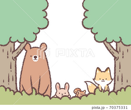 木と草と動物のフレームのイラスト素材 [70375331] - PIXTA