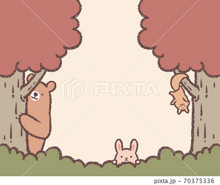 木と草と動物の秋フレーム2 70375336