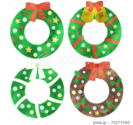 水彩風クリスマスリース 70375560