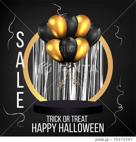 Halloween sale or party event with balloons and podium Halloween sale or party event with balloons and podium 70375597