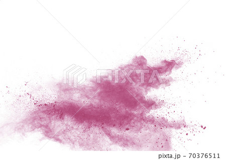 Pink dust splatter on background.Pink powder explosion on white background. Pink dust splatter on background.Pink powder explosion on white background. 70376511