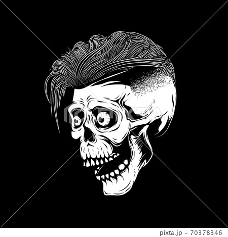 Hipster skull illustration on white background. Design element for poster, emblem, sign, t shirt. Vector illustration 70378346