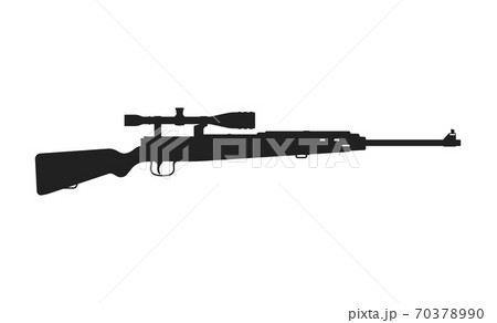 Black Silhouette Of Sniper Rifle Isolated のイラスト素材