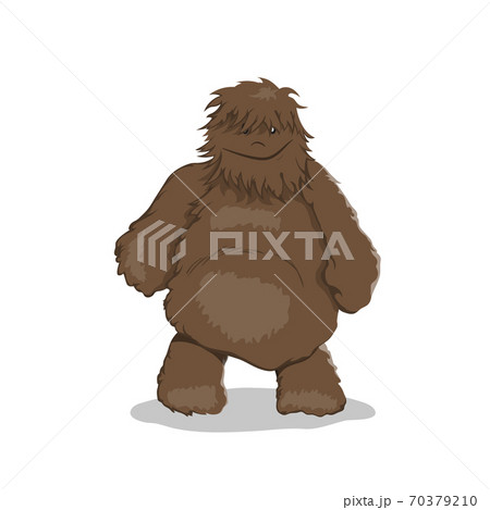 Fat bigfoot in cartoon style. Brown yeti. Isolated image of fantasy forest monster Fat bigfoot in cartoon style. Brown yeti. Isolated image of fantasy forest monster 70379210