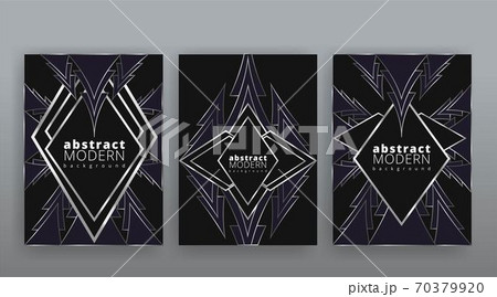 Abstract page templates set, retro wave creative hipster, silver metalic tech backgrond. Stylish geometric creative futuristic cover, 70379920