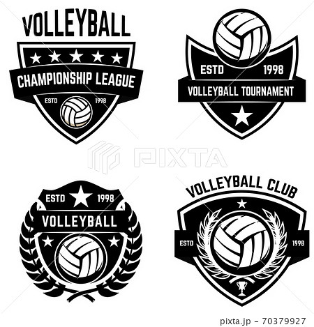 Set of volleyball sport emblems. Design element for poster, logo, label, emblem, sign, t shirt. Set of volleyball sport emblems. Design element for poster, logo, label, emblem, sign, t shirt. 70379927