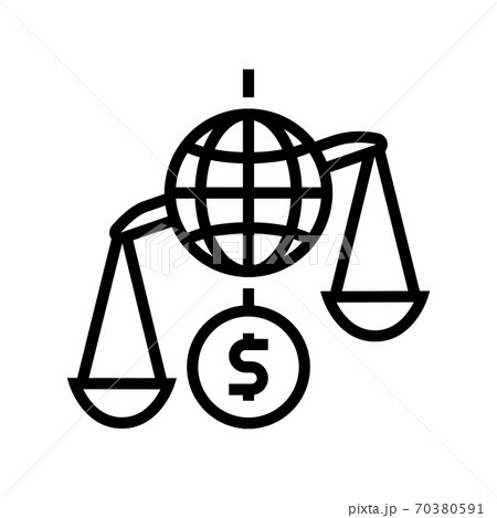 financial crisis world scale line icon vector illustration 70380591