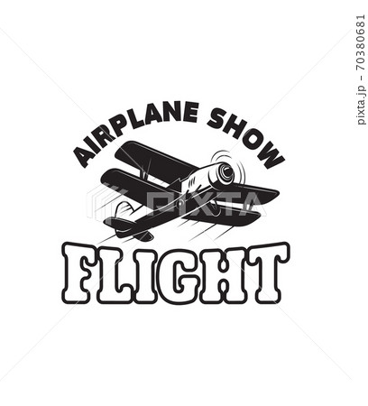 Aviation training center emblem template with retro airplane. Design element for logo, label, emblem, sign. 70380681