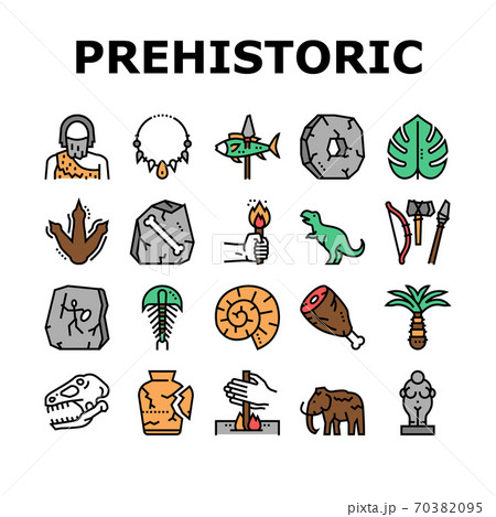 Prehistoric Period Collection Icons Set Vector Prehistoric Period Collection Icons Set Vector 70382095