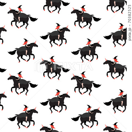 Vector seamless pattern of witch riding unicorn 70382525