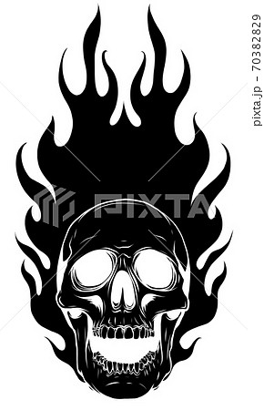 Black Silhouette Skull Vector Image Template のイラスト素材 7039