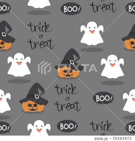 Halloween Little Ghost Vector Seamless Patternのイラスト素材