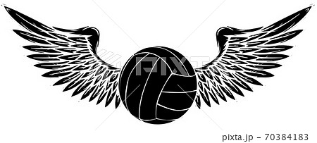 Sports Volleyball Emblem black silhouette Design Element Logo vector 70384183