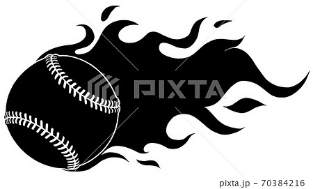 Flaming Baseball Softball Ball Vector Cartoon のイラスト素材