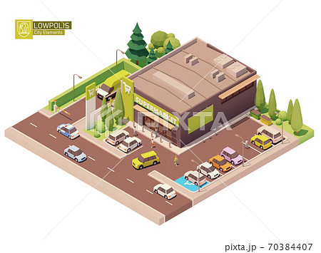 Vector isometric supermarket building 70384407