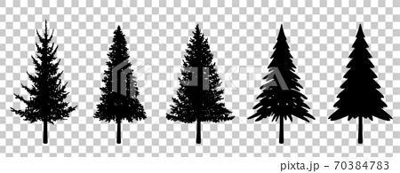もみの木 クリスマスツリーの素材セット シルエット のイラスト素材