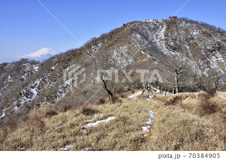 冬の丹沢山地 木ノ又大日より富士山と塔ノ岳 70384905