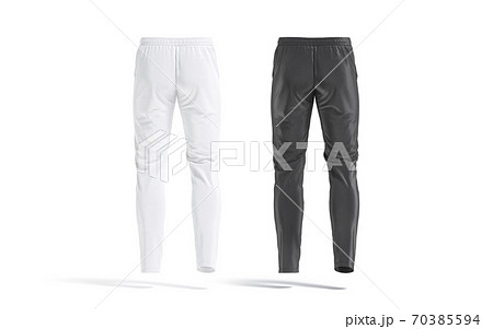 Blank black and white sport pants mockup, back view 70385594