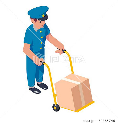 Cart delivery parcel icon, isometric style Cart delivery parcel icon, isometric style 70385746