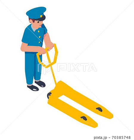 Postman warehouse lift cart icon, isometric style 70385748