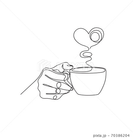 Hand cup and heart. Cup of tea. Tea party Hand cup and heart. Cup of tea. Tea party 70386204