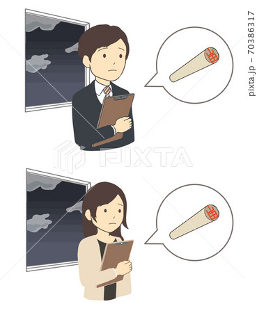 ハンコ待ち状態の会社員 柘 深夜 上半身(線無し) ハンコ待ち状態の会社員 柘 深夜 上半身(線無し) 70386317