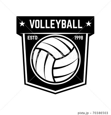 Emblem template with volleyball ball isolated on white background. Design element for logo, label, emblem, sign. 70386503
