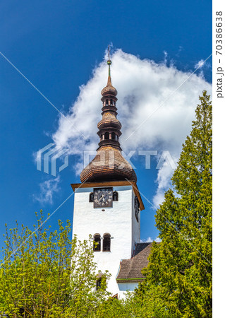 Church tower in The Spania Dolina village, Slovakia. 70386638
