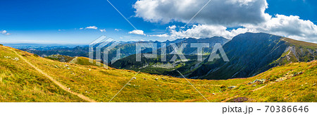 Panoramic view of mountain landscape in Rohace area of the Tatra 70386646