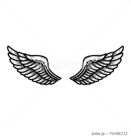 Wings isolated on white background. Design element for logo, label, emblem, sign. 70386722