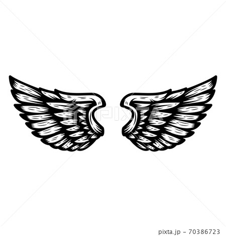 Wings isolated on white background. Design element for logo, label, emblem, sign. 70386723