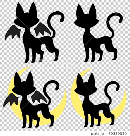 黒猫シルエットまとめセットのイラスト素材