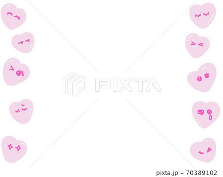 喜怒哀楽表情豊かなピンクの可愛いハートキャラクターフレームのイラスト素材