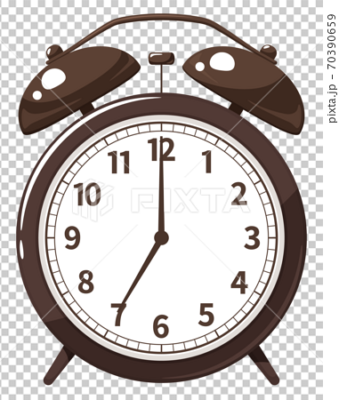 かわいい目覚まし時計のイラスト レトロ 7時のイラスト素材