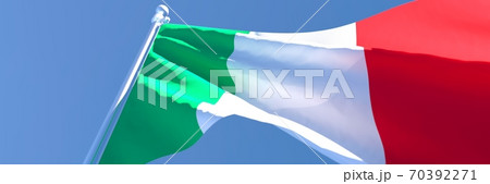 3D rendering of the national flag of Italy waving in the wind 3D rendering of the national flag of Italy waving in the wind 70392271