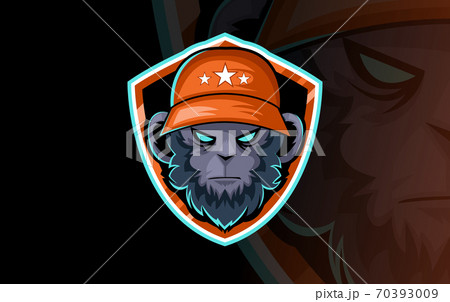 Gorilla Head Logo For Sport Club Or Team のイラスト素材