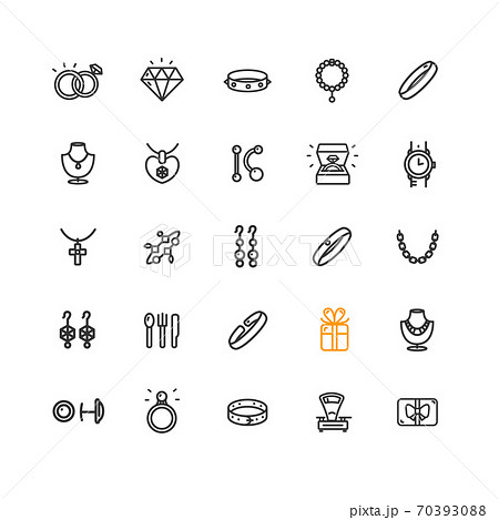 Jewelry Sign Thin Line Icon Set. Vector 70393088