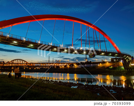 Twilight view of the beautiful Rainbow Bridge 70393099