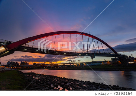 Sunset view of the beautiful Rainbow Bridge 70393164