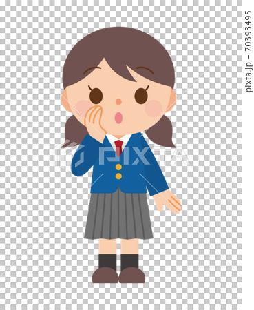 耳打ち 学生 女性のイラスト素材 70393495 Pixta