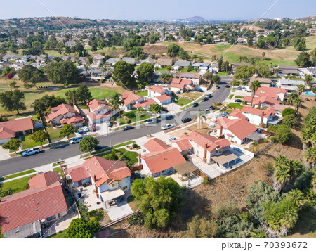 Aerial view of Southern California houses in inland town Corona Aerial view of Southern California houses in inland town Corona 70393672