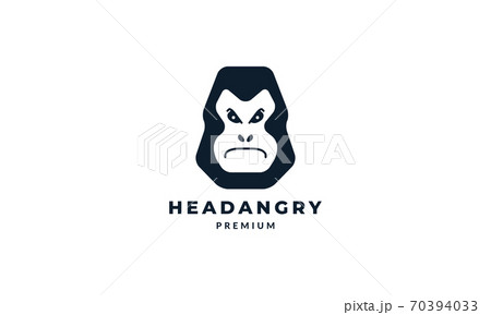 Gorilla Head Angry Face Modern Logo Vector のイラスト素材